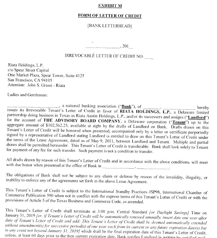 sample letter of credit