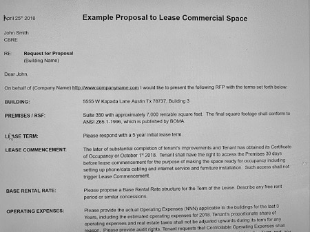 offer to lease commercial property
