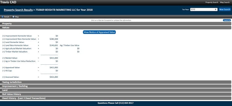 Travis county property values